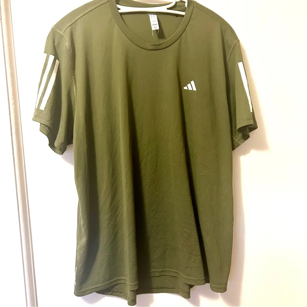 Adidas Own The Run Tee Shirt Olive Green Men's X Large
